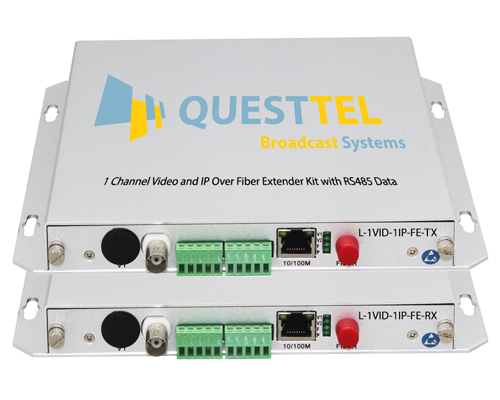 1 Channel Video and IP Over Fiber Extender Kit with RS485 Data